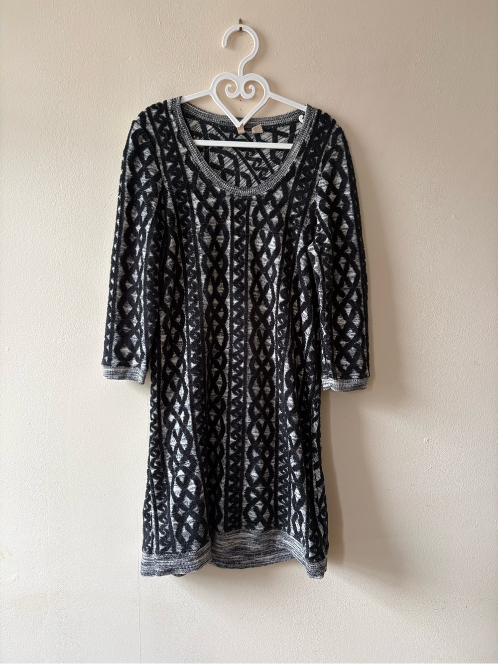 Moth Anthropologie Black & Gray Wool Blend Long Sleeve Dress - Size